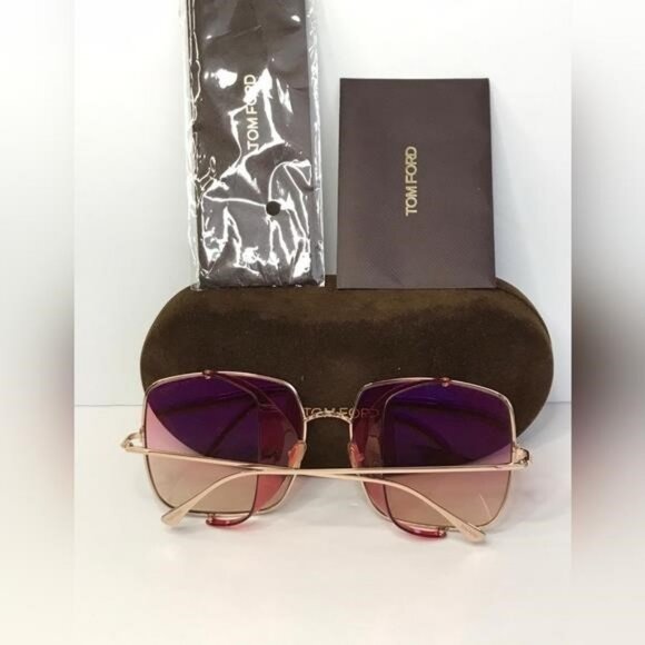 💯 Original Tom Ford Square Sunglasses TF901 Toby-02 28T Gold 60mm FT0901 - Picture 6 of 12